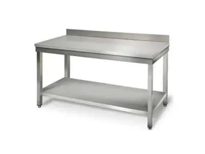 Table inox avec étagère et dosseret