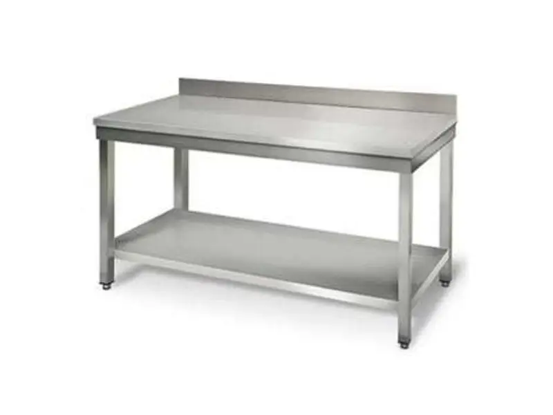 Table inox avec étagère et dosseret